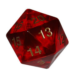 JUMBO COUNTDOWN DICE 55MM D20 TRANSLUCENT RED/GOLD | Tacoma Games
