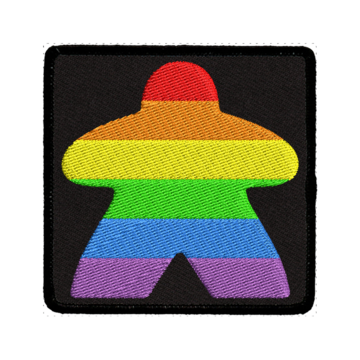 Rainbow Meeple (Black) - Iron-On Patch | Tacoma Games