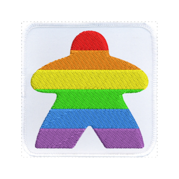 Rainbow Meeple (White) - Iron-On Patch | Tacoma Games
