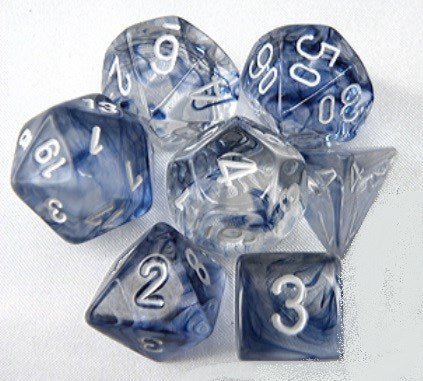 Chessex: Nebula Black White 7-Die Set | Tacoma Games