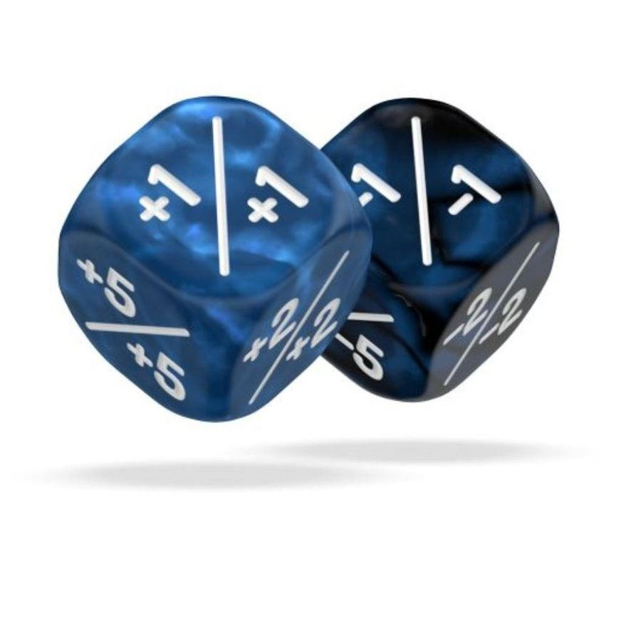 OAKIE DOAKIE DICE: D6 12MM MARBLE/GEMIDICE POSITIVE AND NEGATIVE DICE SET - BLUE (14CT) | Tacoma Games