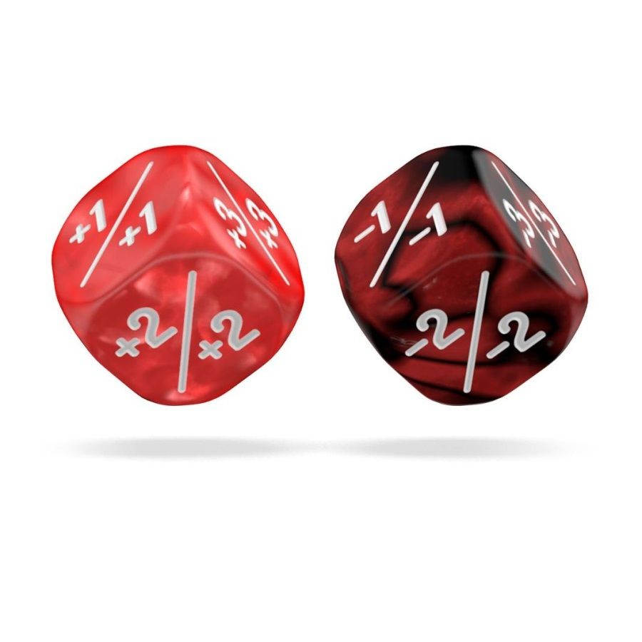 OAKIE DOAKIE DICE: D6 12MM MARBLE/GEMIDICE POSITIVE AND NEGATIVE DICE SET - RED (14CT) | Tacoma Games