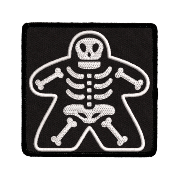 Meeple Skeleton - Iron-On Patch | Tacoma Games