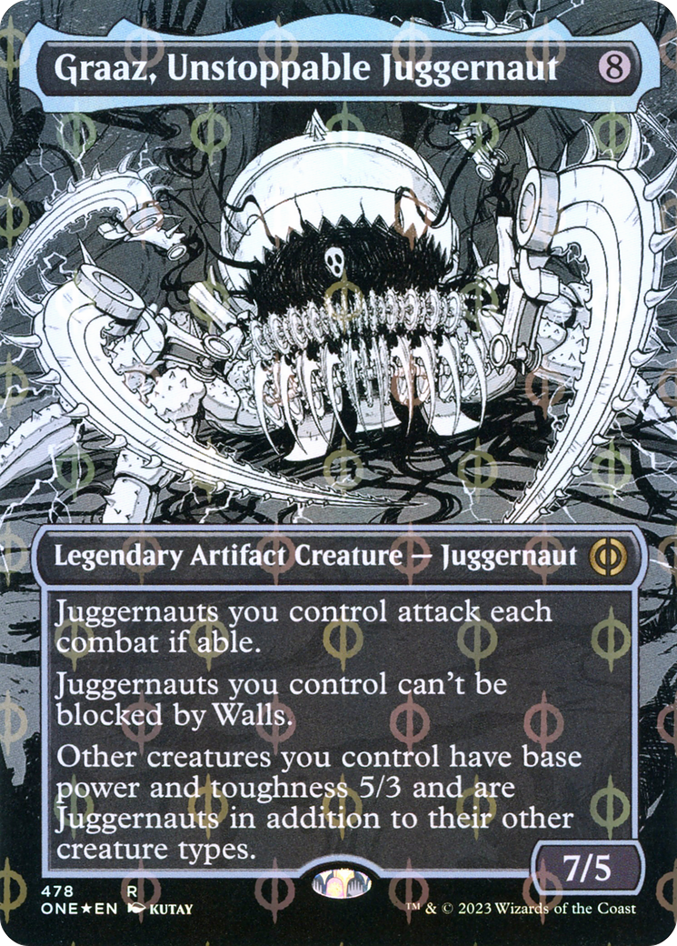 Graaz, Unstoppable Juggernaut (Borderless Manga Step-and-Compleat Foil) [Phyrexia: All Will Be One] | Tacoma Games