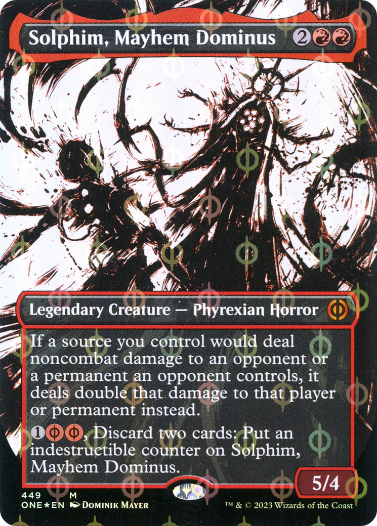 Solphim, Mayhem Dominus (Borderless Ichor Step-and-Compleat Foil) [Phyrexia: All Will Be One] | Tacoma Games
