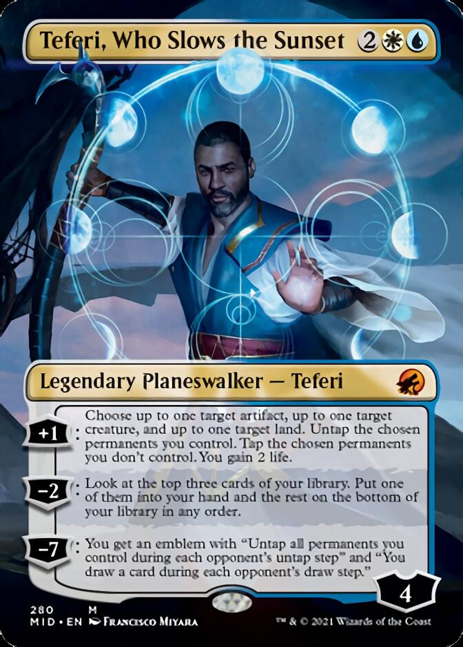 Teferi, Who Slows the Sunset (Borderless) [Innistrad: Midnight Hunt] | Tacoma Games