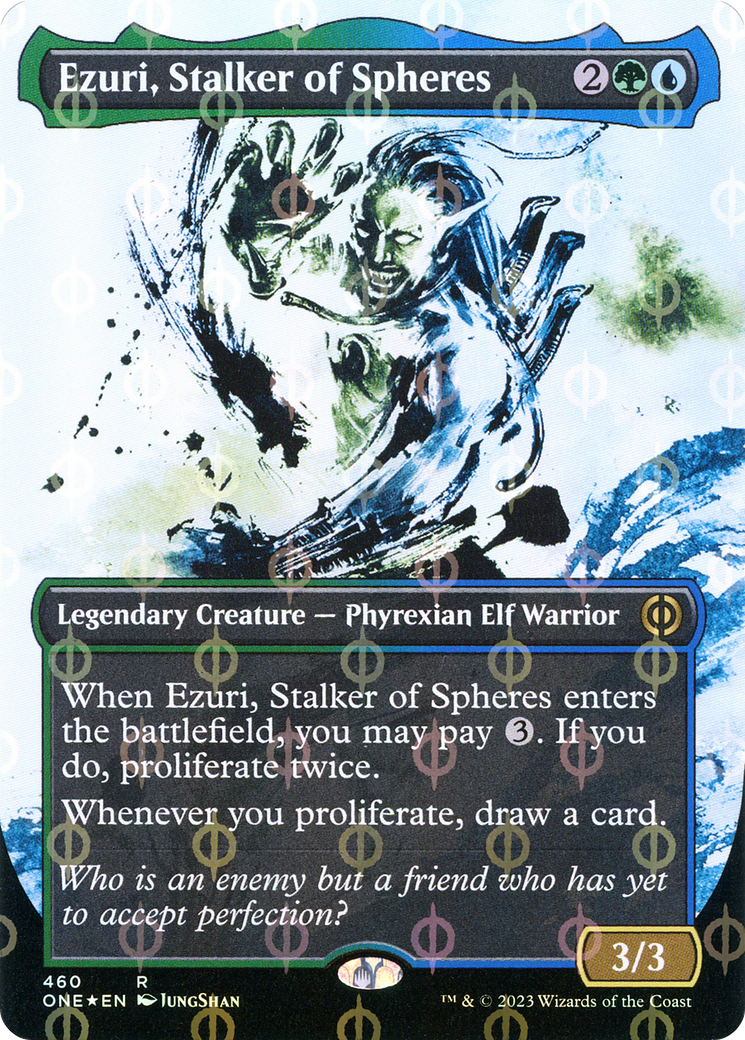 Ezuri, Stalker of Spheres (Borderless Ichor Step-and-Compleat Foil) [Phyrexia: All Will Be One] | Tacoma Games