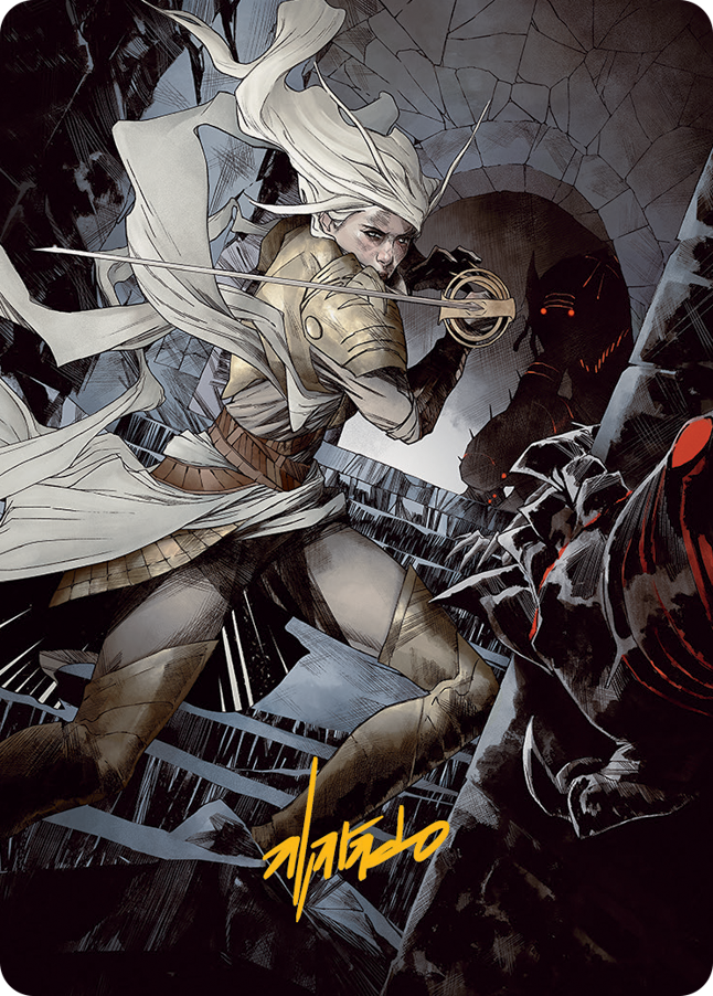 Thalia, Guardian of Thraben Art Card (Gold-Stamped Signature) [March of the Machine Art Series] | Tacoma Games