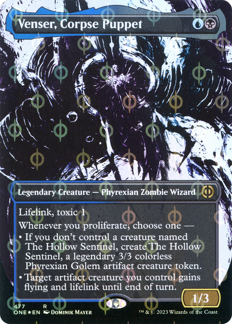 Venser, Corpse Puppet (Borderless Ichor Step-and-Compleat Foil) [Phyrexia: All Will Be One] | Tacoma Games