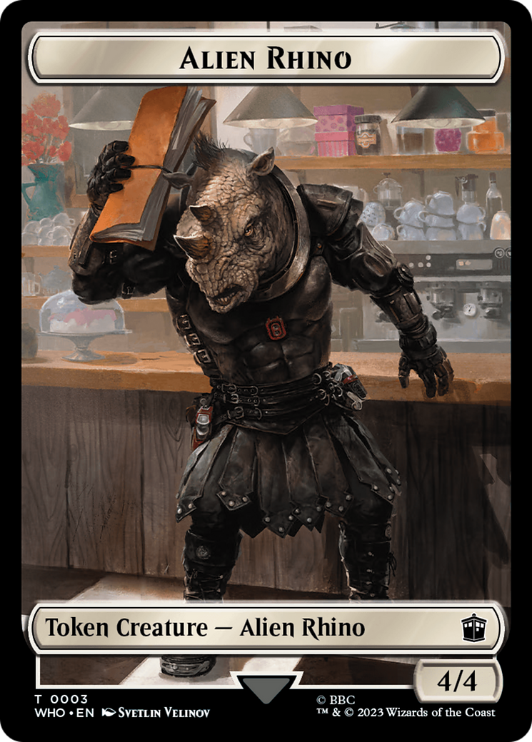 Alien Rhino // Alien Salamander Double-Sided Token [Doctor Who Tokens] | Tacoma Games