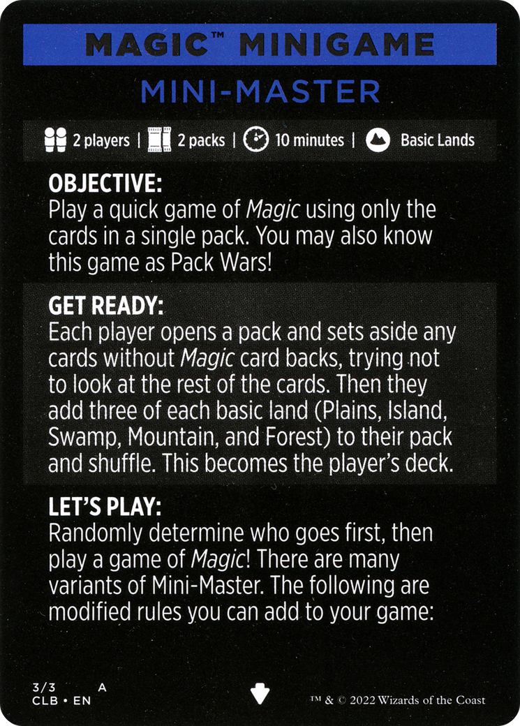 Mini-Master (Magic Minigame) [Commander Legends: Battle for Baldur's Gate Minigame] | Tacoma Games