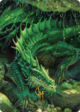 Lurking Green Dragon Art Card (Gold-Stamped Signature) [Commander Legends: Battle for Baldur's Gate Art Series] | Tacoma Games