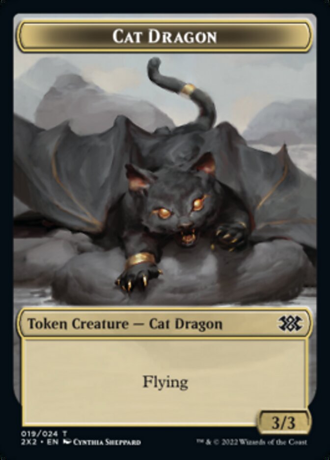 Cat Dragon // Knight Double-sided Token [Double Masters 2022 Tokens] | Tacoma Games