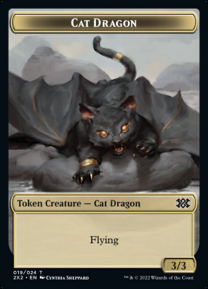 Cat Dragon // Spirit Double-sided Token [Double Masters 2022 Tokens] | Tacoma Games