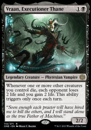 Vraan, Executioner Thane (Promo Pack) [Phyrexia: All Will Be One Promos] | Tacoma Games