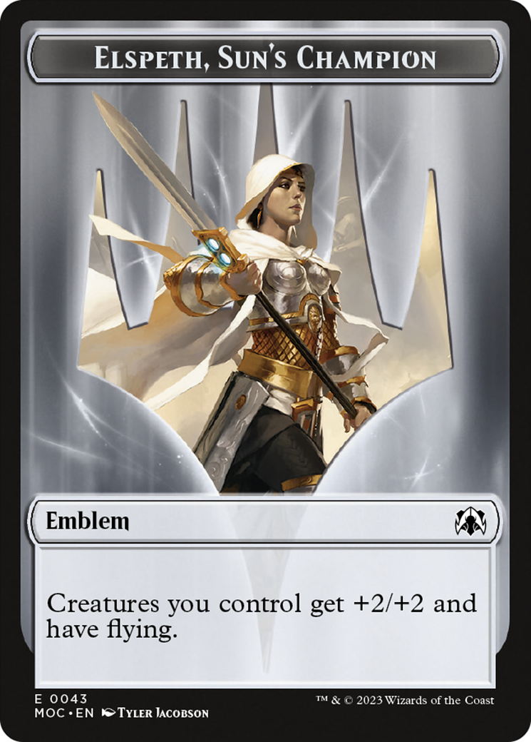 Warrior // Elspeth, Sun's Champion Emblem Double-Sided Token [March of the Machine Commander Tokens] | Tacoma Games