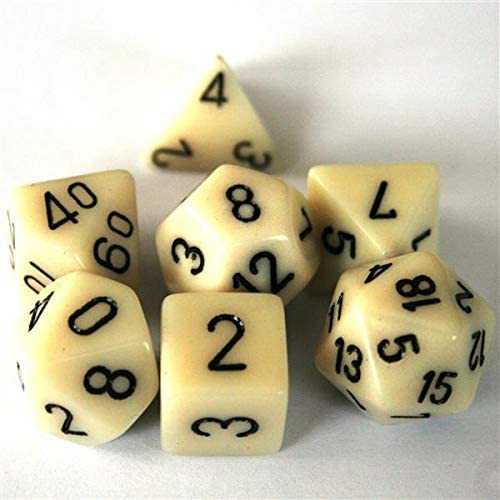 Chessex: Opaque Ivory w/Black 7-Die Set | Tacoma Games