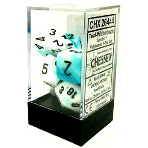 Chessex: Gemini Teal White w/Black 7-Die Set | Tacoma Games