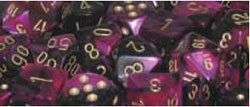 D6 -- 12MM GEMINI DICE, BLACK-PURPLE/GOLD, 36CT | Tacoma Games