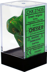 Chessex: Vortex Green w/Gold 7-Die Set | Tacoma Games