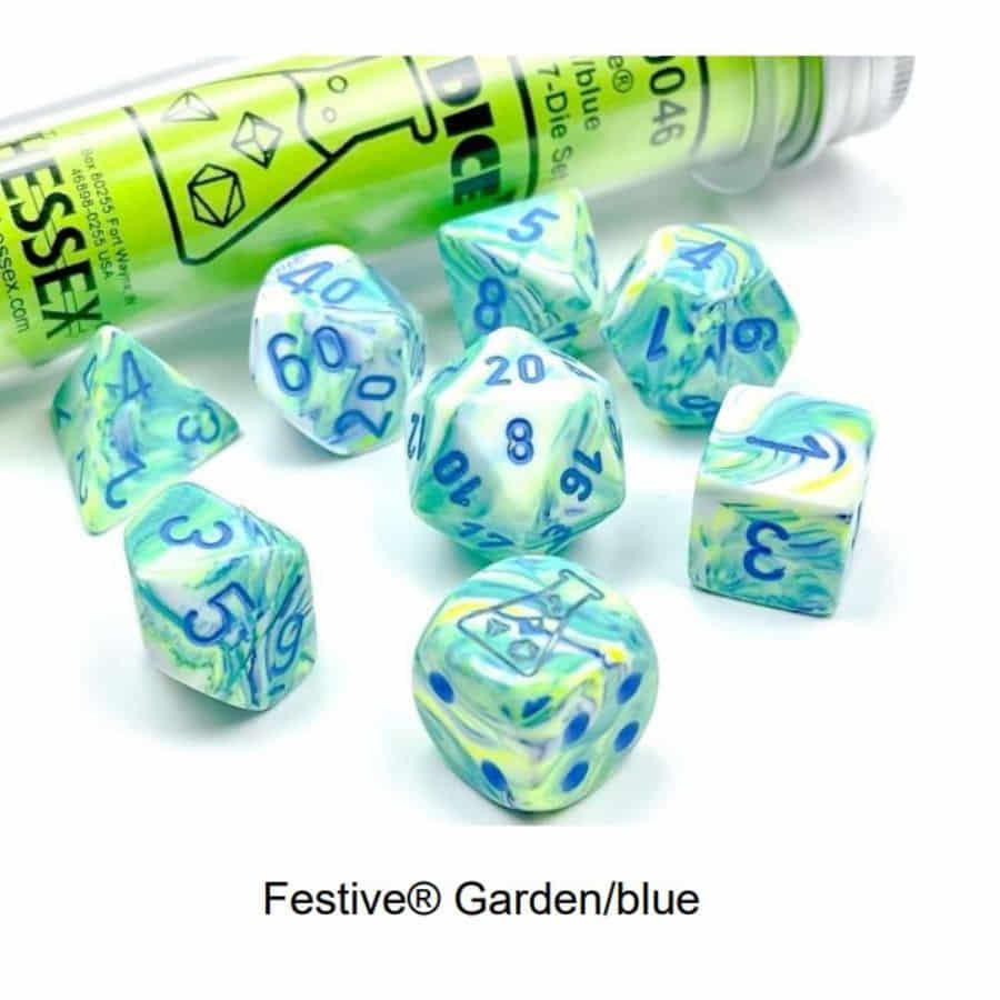 7CT LAB DICE (SERIES 5): FESTIVE GARDEN / BLUE | Tacoma Games