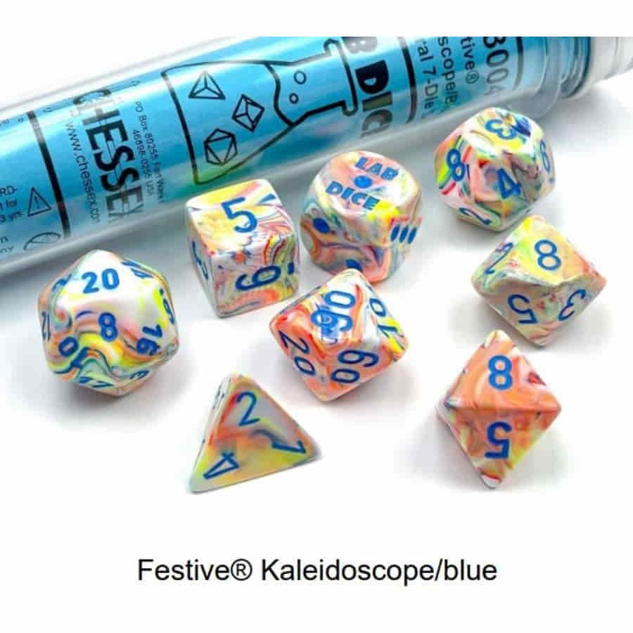 7CT LAB DICE (SERIES 5): FESTIVE KALEIDOSCOPE / BLUE | Tacoma Games