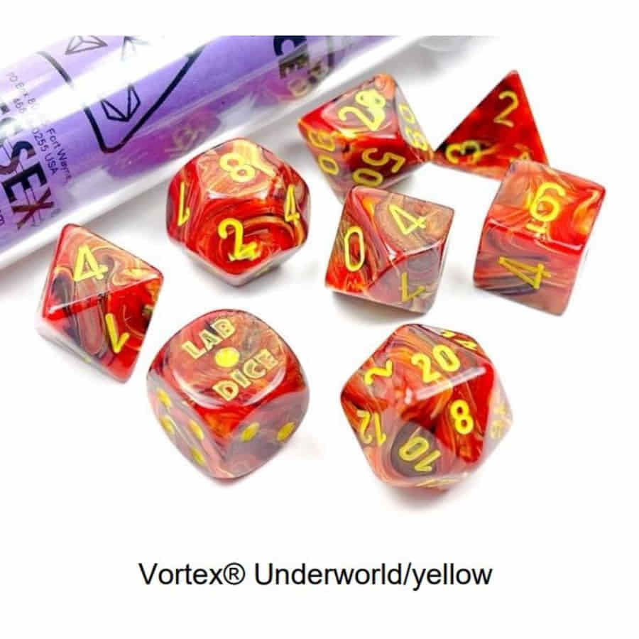 7CT LAB DICE (SERIES 5): VORTEX UNDERWORLD / YELLOW | Tacoma Games