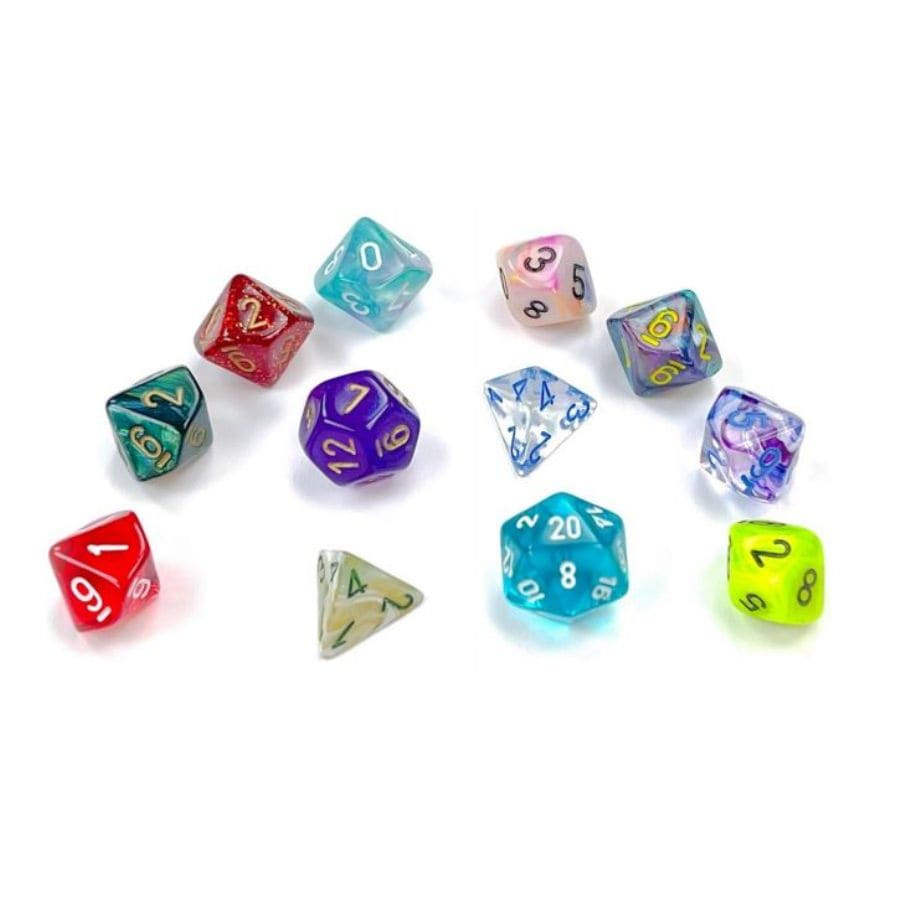 7CT MINI-POLYHEDRAL SET: TRANSLUCENT RED/WHITE | Tacoma Games