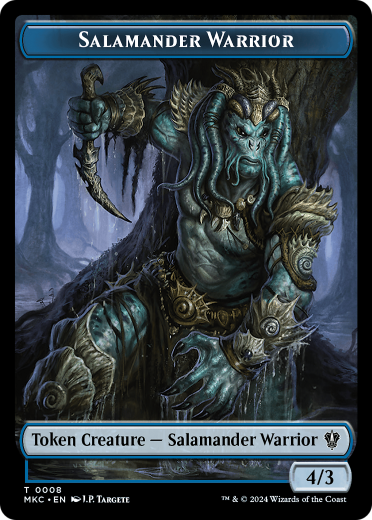 Salamander Warrior // Zombie Double-Sided Token [Murders at Karlov Manor Commander Tokens] | Tacoma Games