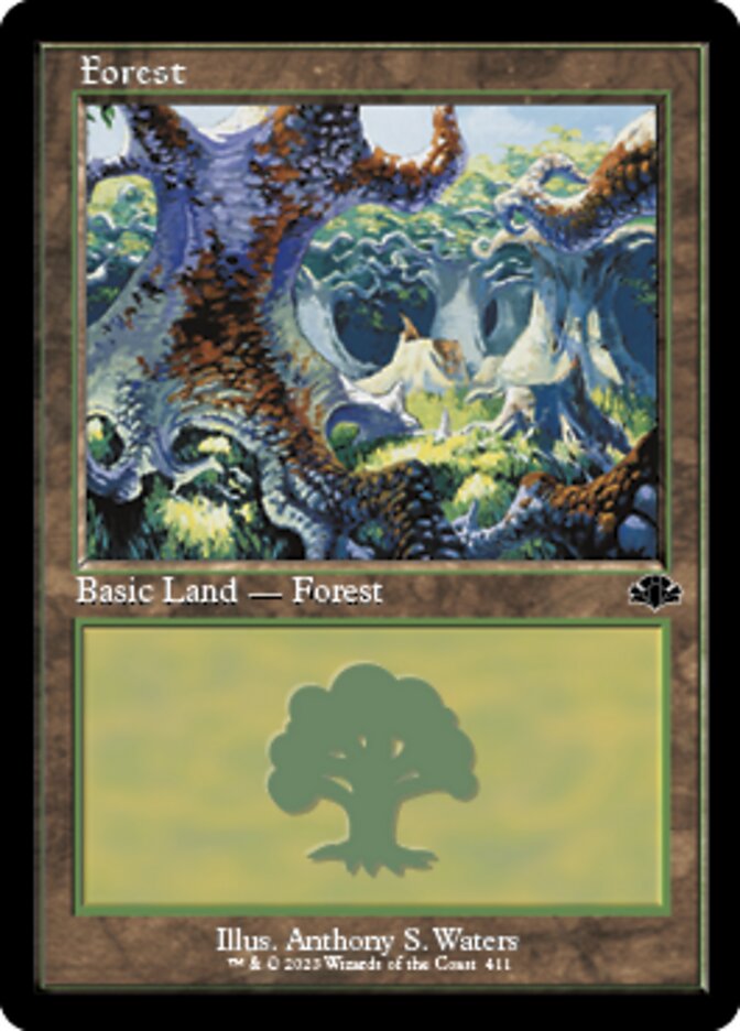 Forest (411) (Retro) [Dominaria Remastered] | Tacoma Games