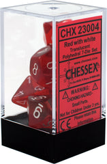 Chessex: Translucent Red w/White 7-Die Set | Tacoma Games