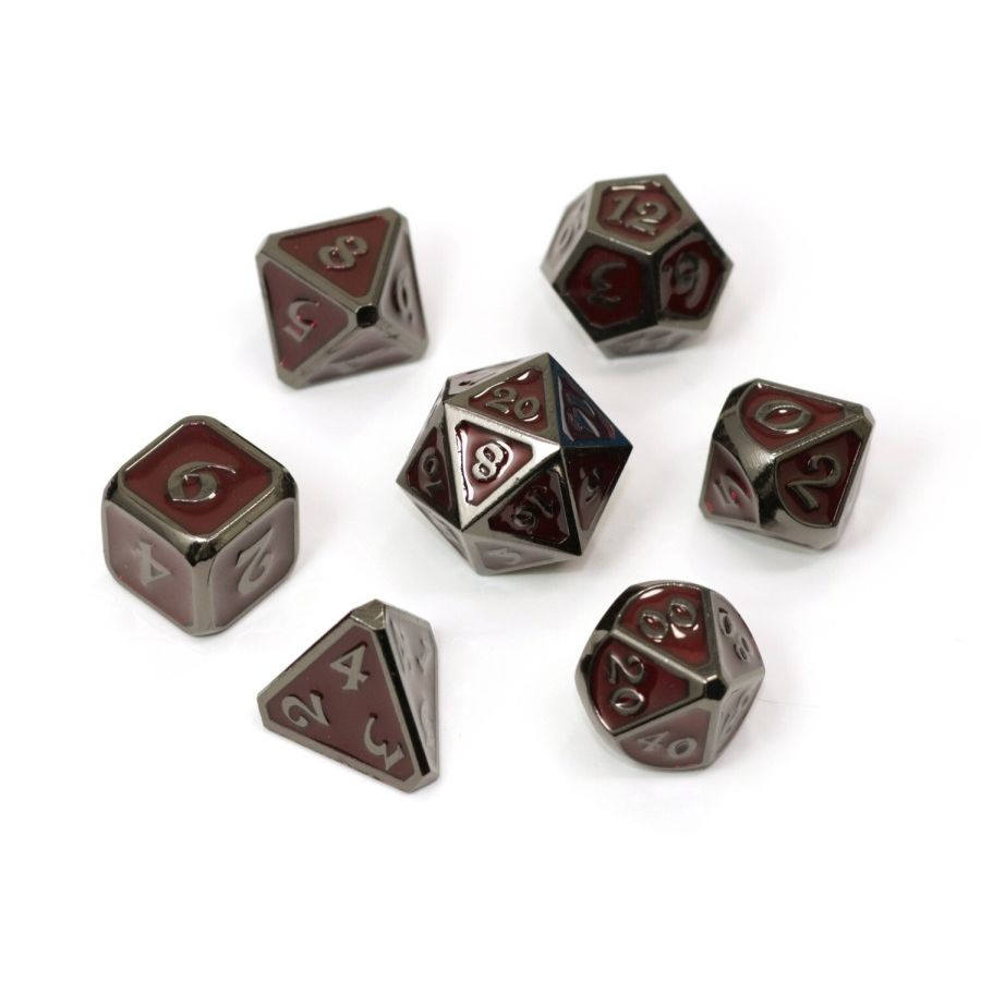 Die Hard Dice: 7ct Metal Set - Mythica: Sinister Ruby | Tacoma Games