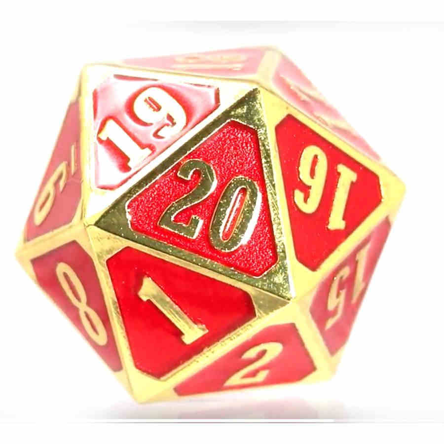 DIE HARD ROLL DOWN D20 COUNTER - SHINY GOLD AND RUBY | Tacoma Games