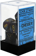 Chessex: Lustrous Shadow Gold 7-Die Set | Tacoma Games