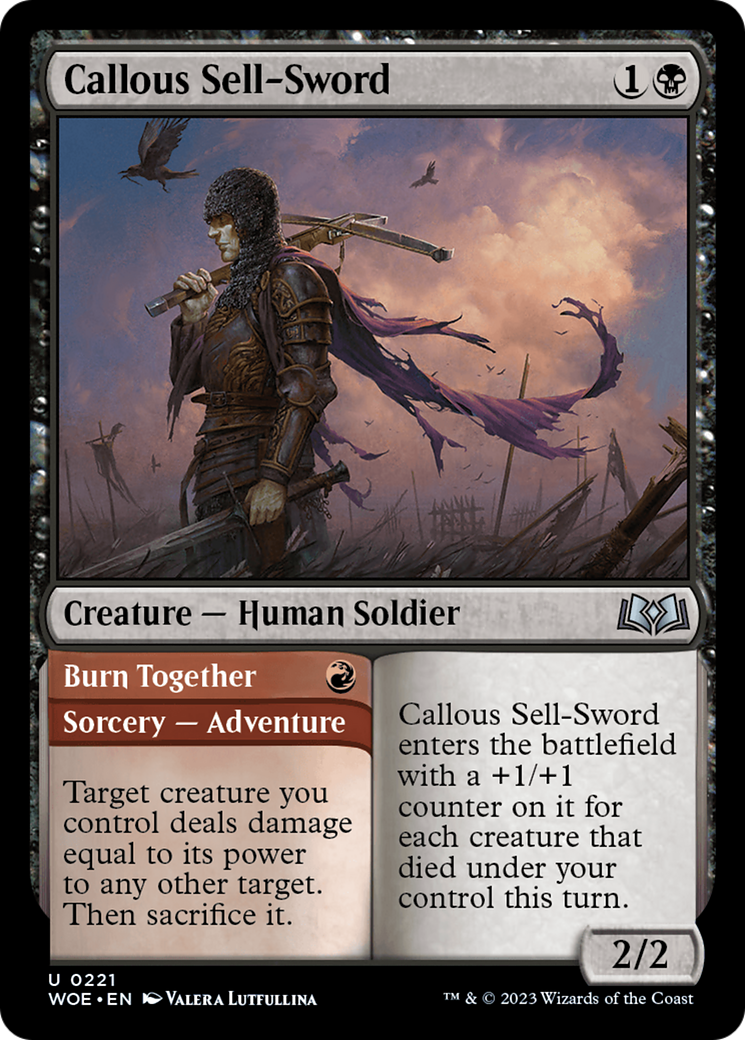 Callous Sell-Sword // Burn Together [Wilds of Eldraine] | Tacoma Games