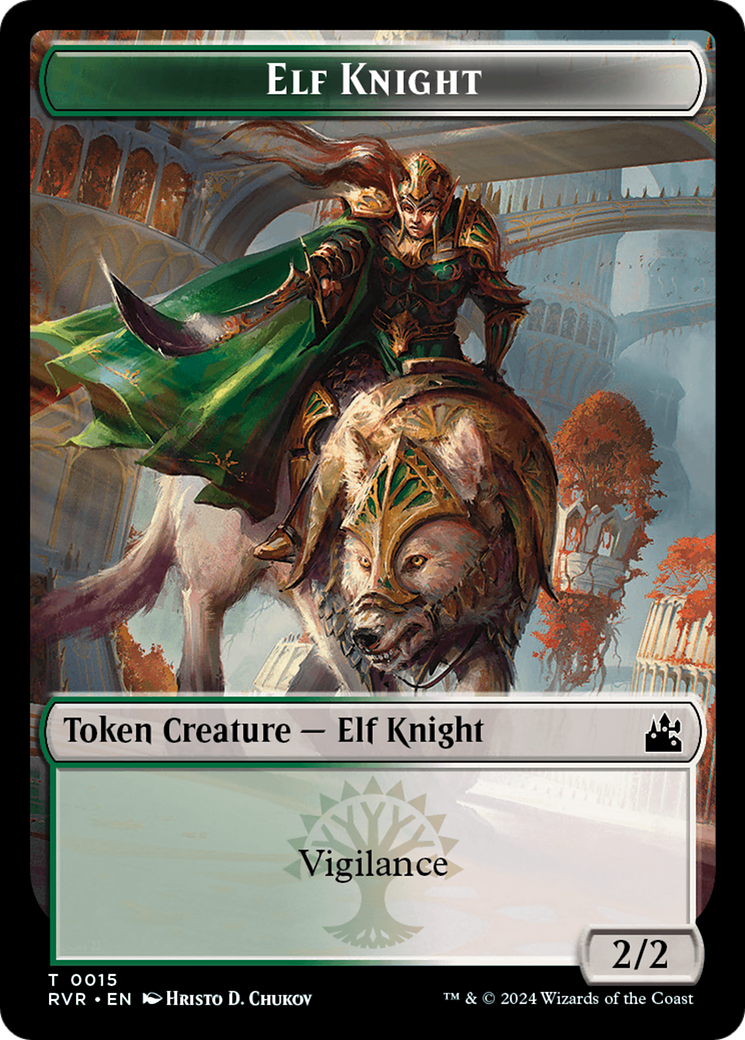 Elf Knight // Rhino Double-Sided Token [Ravnica Remastered Tokens] | Tacoma Games