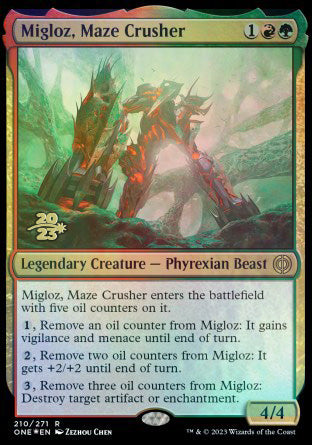 Migloz, Maze Crusher [Phyrexia: All Will Be One Prerelease Promos] | Tacoma Games