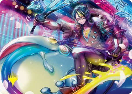 Tatsunari, Toad Rider Art Card (Gold-Stamped Signature) [Kamigawa: Neon Dynasty Art Series] | Tacoma Games