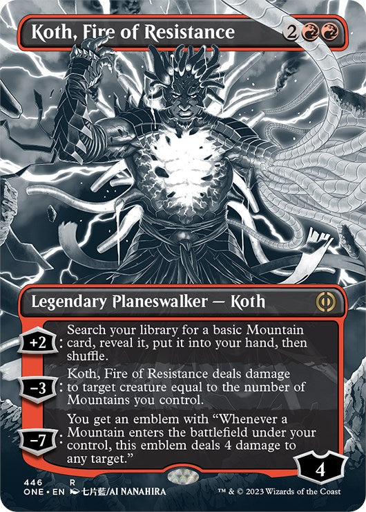 Koth, Fire of Resistance (Borderless Manga Step-and-Compleat Foil) [Phyrexia: All Will Be One] | Tacoma Games