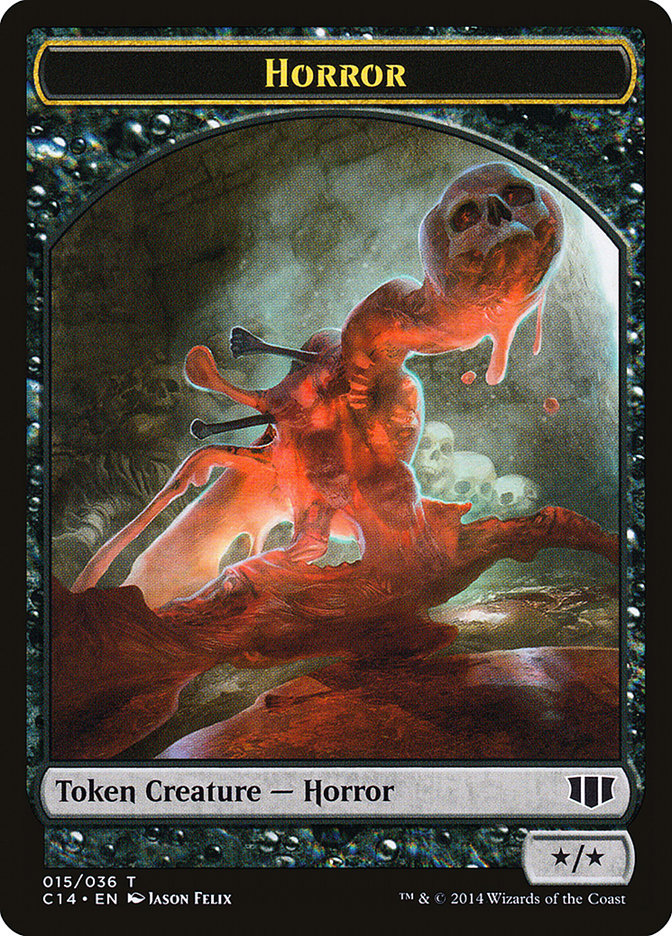 Horror // Zombie (016/036) Double-sided Token [Commander 2014 Tokens] | Tacoma Games