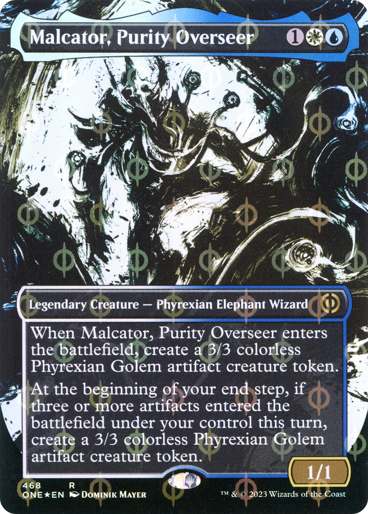 Malcator, Purity Overseer (Borderless Ichor Step-and-Compleat Foil) [Phyrexia: All Will Be One] | Tacoma Games