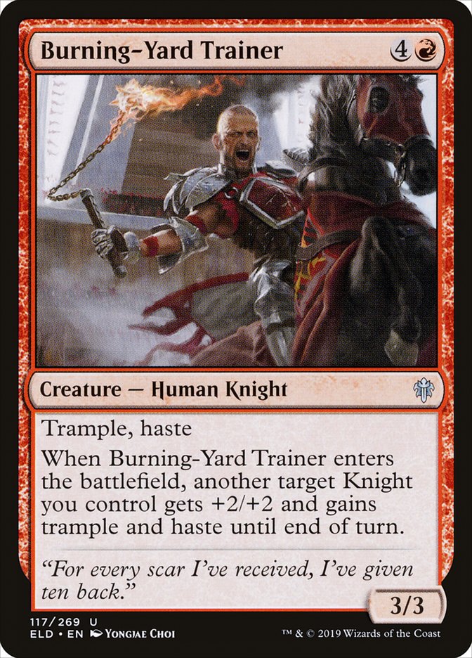 Burning-Yard Trainer [Throne of Eldraine] | Tacoma Games