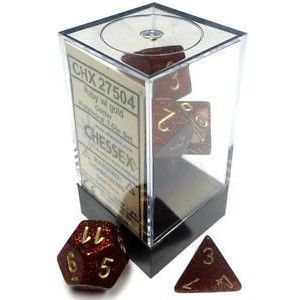 Chessex: Glitter Ruby Gold 7-Die Set | Tacoma Games