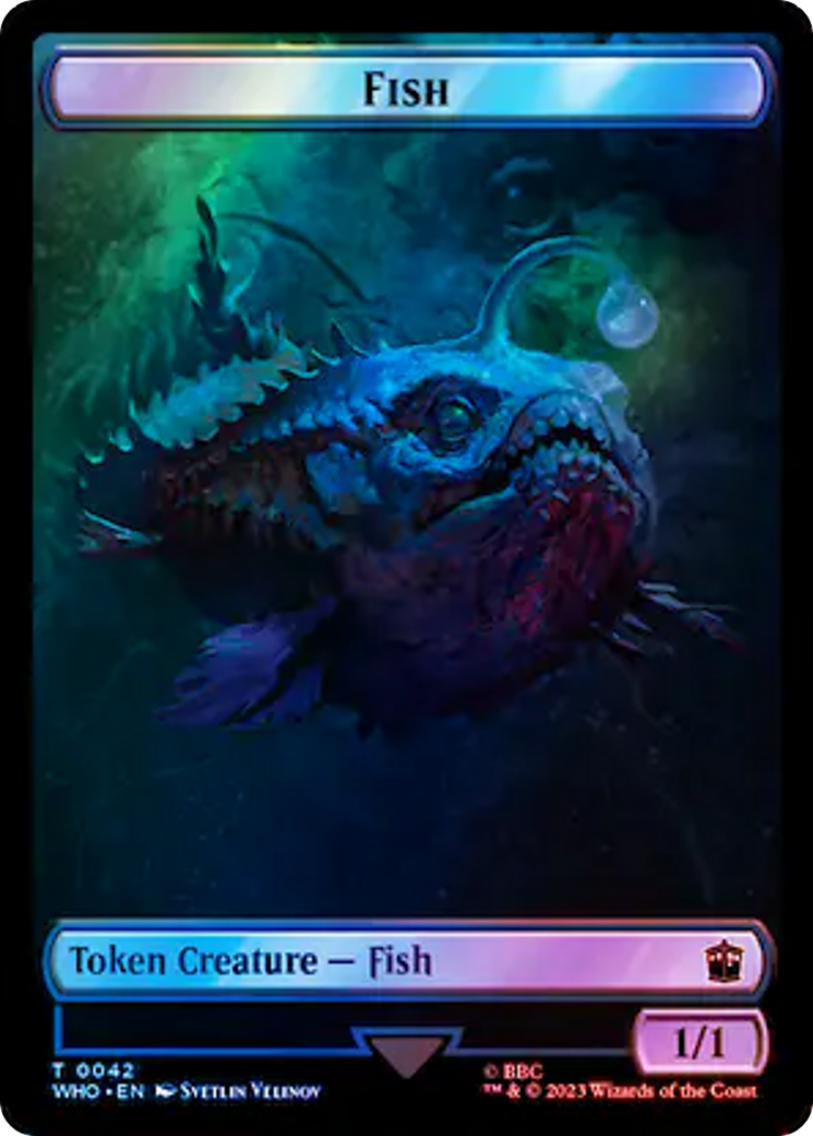 Fish // Alien Salamander Double-Sided Token (Surge Foil) [Doctor Who Tokens] | Tacoma Games