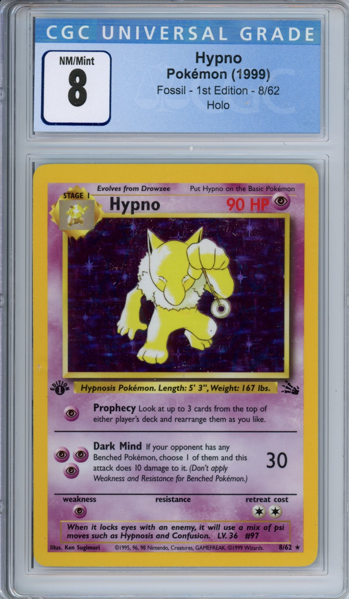 CGC 8 1st edition fossil Hypno | Tacoma Games