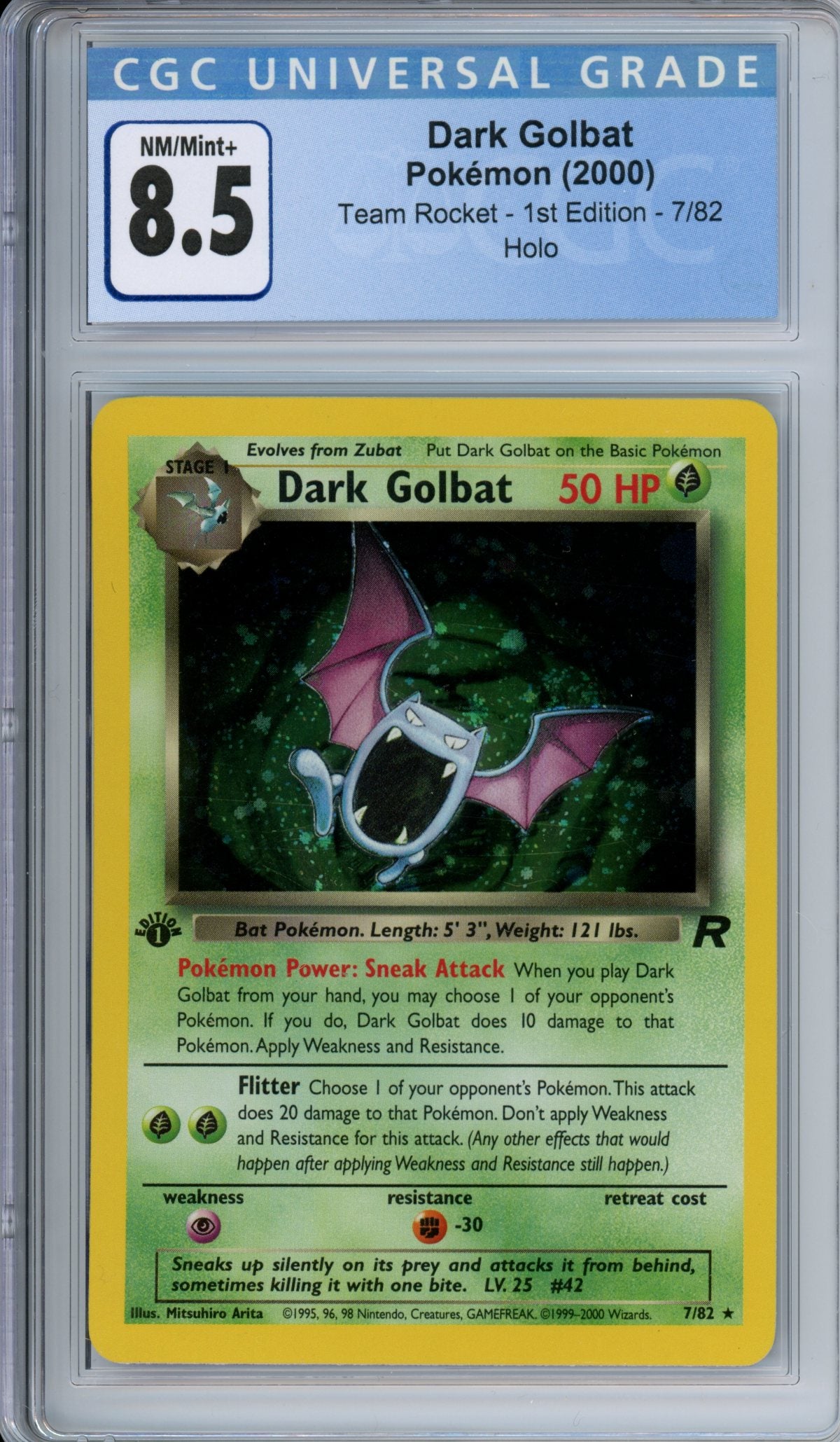 CGC 8.5 1st Edition Team Rocker Dark Golbat | Tacoma Games