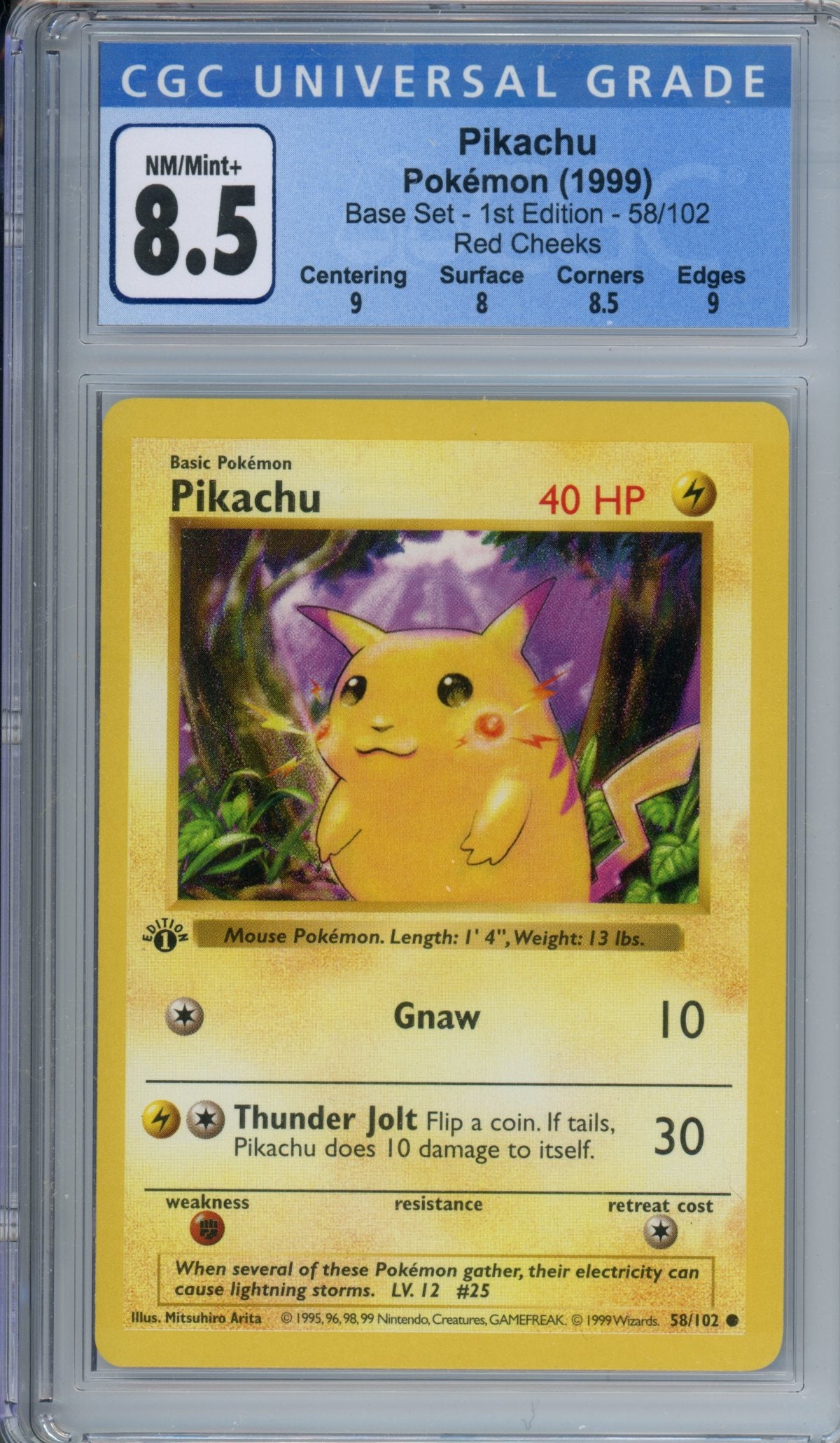 CGC 8.5 1st edition base set red cheeks pikachu | Tacoma Games
