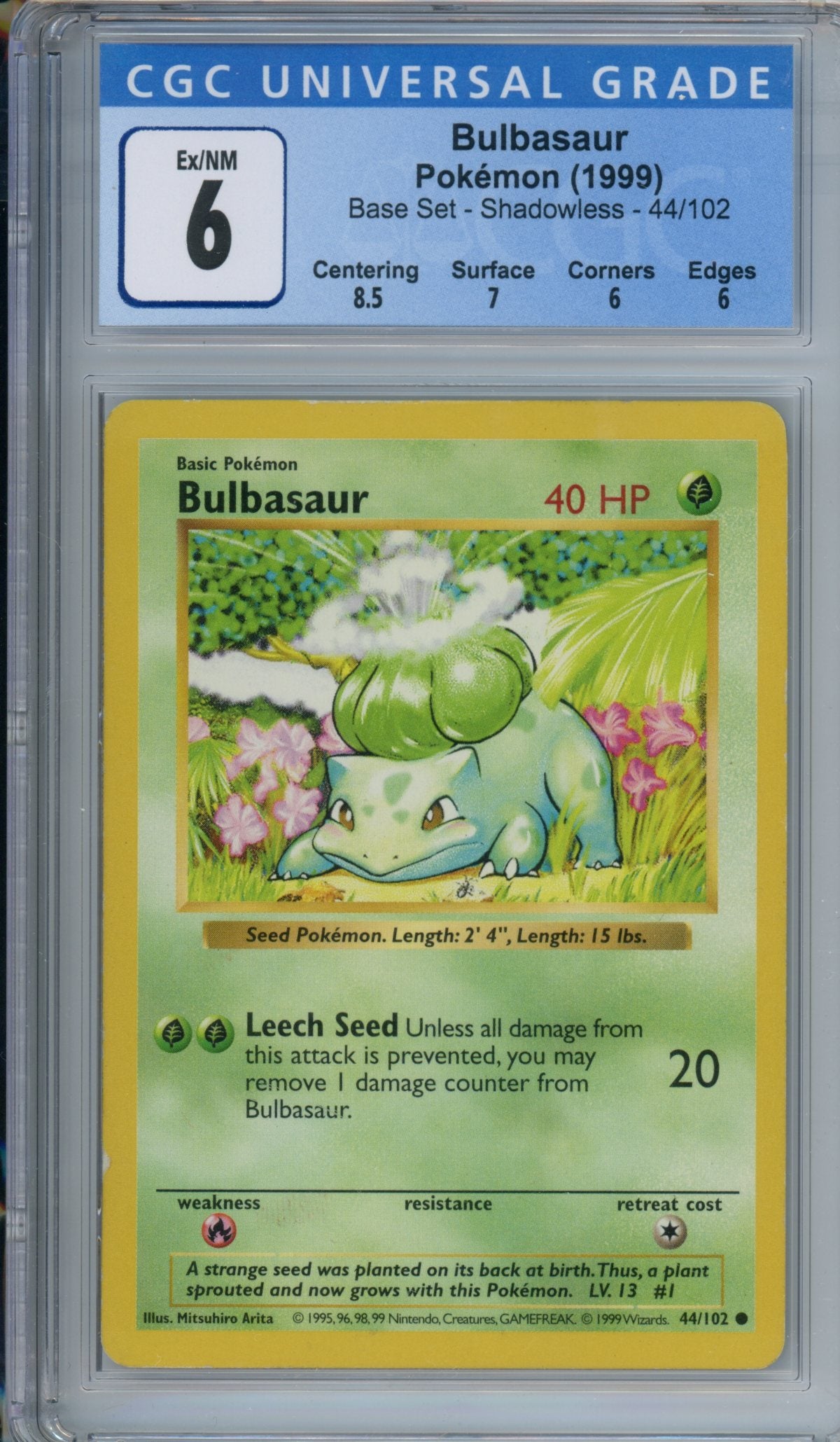 CGC 6 shadowless base set bulbasaur | Tacoma Games
