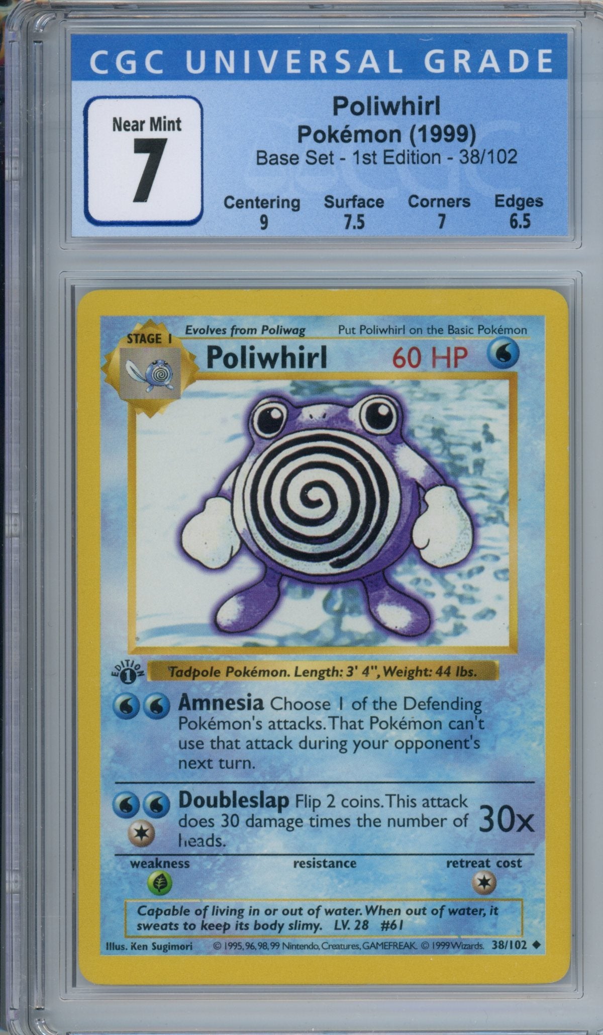 CGC 7 1st edition base set poliwhirl | Tacoma Games