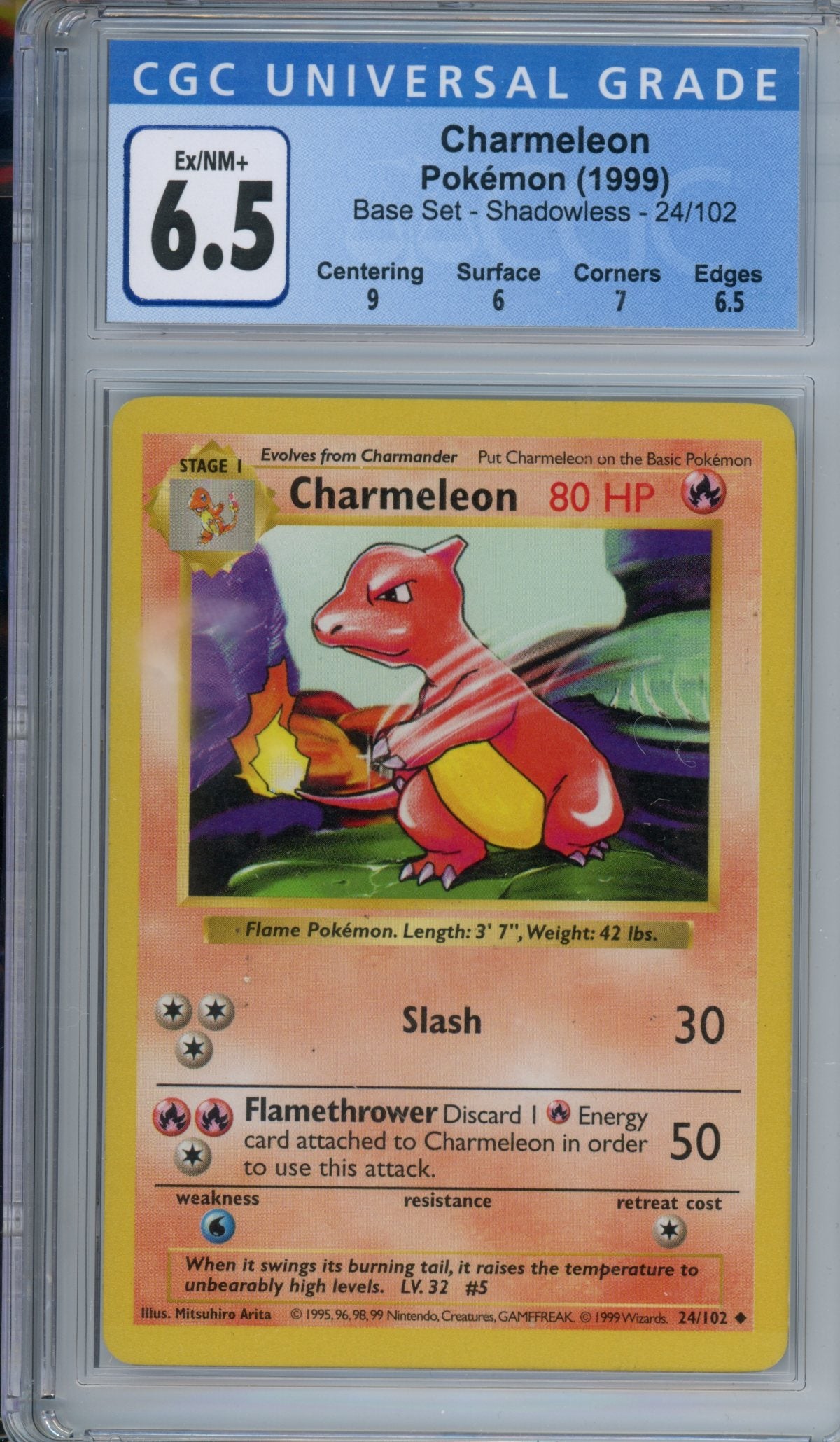 CGC 6.5 shadowless base set charmeleon | Tacoma Games